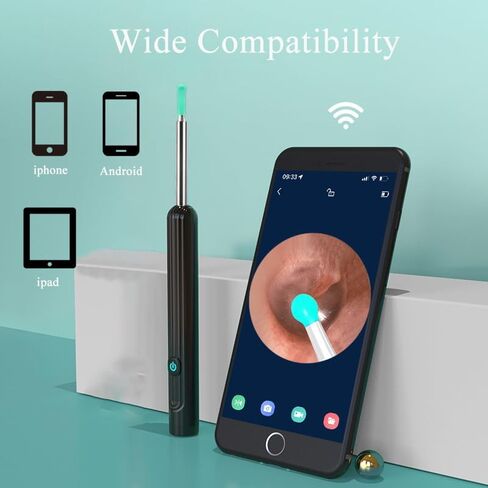 أداة إزالة شمع الأذن، منظف الأذن مع الكاميرا والضوء، مجموعة إزالة شمع الأذن البصرية الذكية، ملعقة أذن سيليكون مقاومة للماء لسهولة تنظيف شمع الأذن (NE7) (NE7) in Kuwait