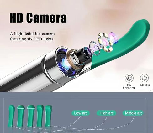 أداة إزالة شمع الأذن، منظف الأذن مع الكاميرا والضوء، مجموعة إزالة شمع الأذن البصرية الذكية، ملعقة أذن سيليكون مقاومة للماء لسهولة تنظيف شمع الأذن (NE7) (NE7) in Kuwait