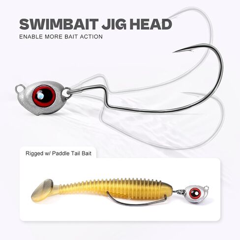 OJY&DOIIIY Fish Eye Swimbait Jig Heads, 10/20 Pack Weighted Hooks for Texas Rig or Ned Rig Fishing 1/8 3/16 1/4 3/8 oz in Saudi Arabia