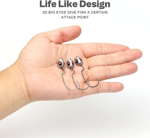 OJY&DOIIIY Fish Eye Swimbait Jig Heads, 10/20 Pack Weighted Hooks for Texas Rig or Ned Rig Fishing 1/8 3/16 1/4 3/8 oz in Saudi Arabia