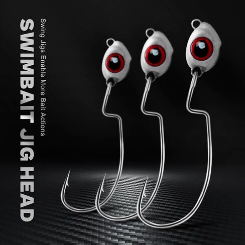 OJY&DOIIIY Fish Eye Swimbait Jig Heads, 10/20 Pack Weighted Hooks for Texas Rig or Ned Rig Fishing 1/8 3/16 1/4 3/8 oz in Saudi Arabia