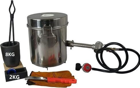 LSMIITTH 8 KG Gas Metal Melting Furnace kit 2642°F / 1450°C Propane Furnace Dual Burner (Each 100,000 BTU) Foundry Home Kiln Smelting Casting Tools Refining Recycle Gold Silver Copper Aluminium in Kuwait