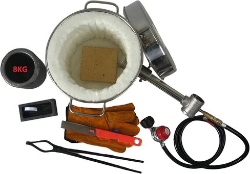 LSMIITTH 8 KG Gas Metal Melting Furnace kit 2642°F / 1450°C Propane Furnace Dual Burner (Each 100,000 BTU) Foundry Home Kiln Smelting Casting Tools Refining Recycle Gold Silver Copper Aluminium in Kuwait