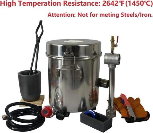LSMIITTH 8 KG Gas Metal Melting Furnace kit 2642°F / 1450°C Propane Furnace Dual Burner (Each 100,000 BTU) Foundry Home Kiln Smelting Casting Tools Refining Recycle Gold Silver Copper Aluminium in Kuwait
