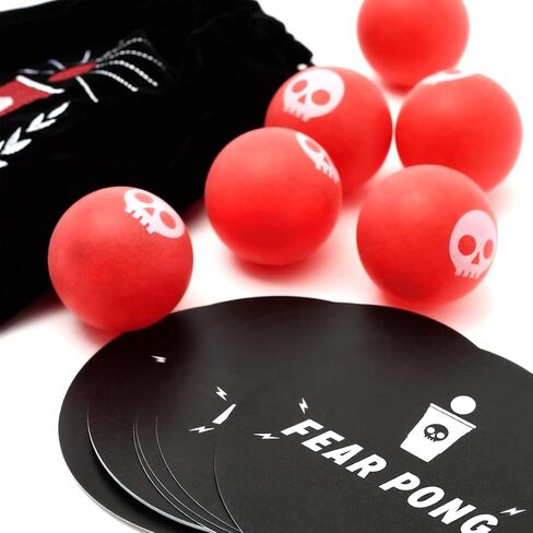 Fear Pong: Ball Bag Set – 6 Extra Balls + 10 Extra Dare Cards – The Perfect Add-on for Beer Pong Parties and Game Night in Saudi Arabia
