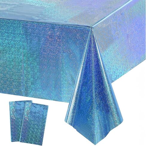 GREATRIL Iridescent Party Table Cloths Disposable 54'' x 108'' - 2 Packs in Kuwait
