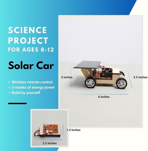 Pica Toys Solar-Powered Car V1, Wooden STEM Kit with Wireless Remote Control for Boys and Girls, Hybrid Powered by Solar Power and Batteries, Educational Motor Toy Gift for Kids Aged 8-12 in Kuwait