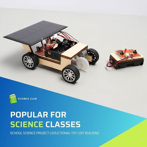 Pica Toys Solar-Powered Car V1, Wooden STEM Kit with Wireless Remote Control for Boys and Girls, Hybrid Powered by Solar Power and Batteries, Educational Motor Toy Gift for Kids Aged 8-12 in Kuwait