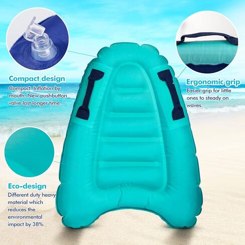 Inflatable Body Surfing Float Board Surf Rider for Slip and Slides Pool Water Game Portable Dual Boogie Board Wave Bodyboard Water Beach Fun Toy Double-Color Design for Kids and Adult 3020Inch in Kuwait