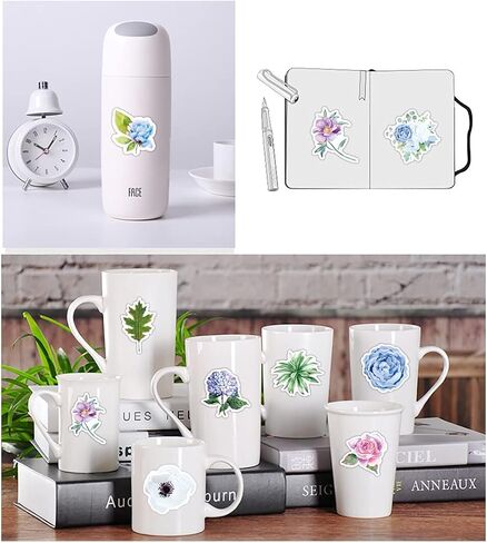 Flower Sticker 50PCS Plant Sticker Refrigerator Water Cup Computer Skateboard Phone Guitar Waterproof Sticker Child Youth Adult Flower VinylSticker Decal in Saudi Arabia