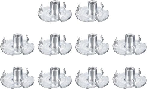 uxcell #8-32 T-Nuts, Zinc-Plated Carbon Steel 3-Pronged Tee Nuts Threaded Inserts for Climbing Holds and Wood Working, White 21Pcs in Saudi Arabia