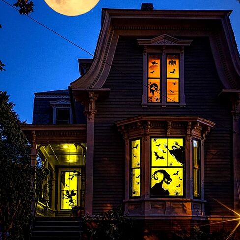 Halloween Window Cling Sticker,Giant Spooky Monster Silhouette Window Decal for Halloween Party Decoration,4 Sheet in Saudi Arabia