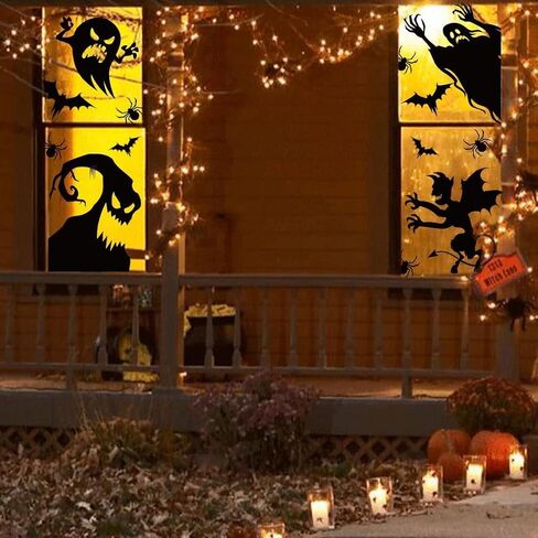 Halloween Window Cling Sticker,Giant Spooky Monster Silhouette Window Decal for Halloween Party Decoration,4 Sheet in Saudi Arabia