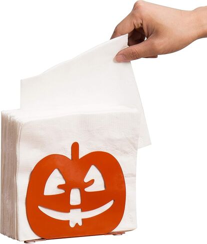 MyGift Orange Pumpkin Shaped Metal Napkin Holder, Dinner Cocktail Napkin Holder for Table, Decorative Halloween Pumpkin Decor in Saudi Arabia
