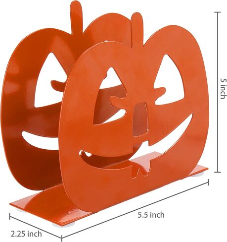 MyGift Orange Pumpkin Shaped Metal Napkin Holder, Dinner Cocktail Napkin Holder for Table, Decorative Halloween Pumpkin Decor in Saudi Arabia