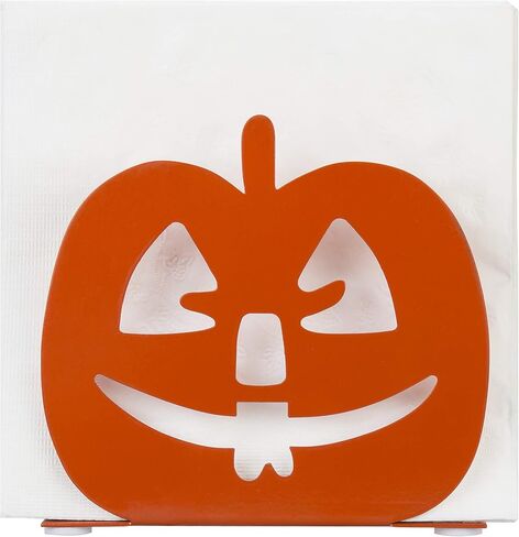 MyGift Orange Pumpkin Shaped Metal Napkin Holder, Dinner Cocktail Napkin Holder for Table, Decorative Halloween Pumpkin Decor in Saudi Arabia