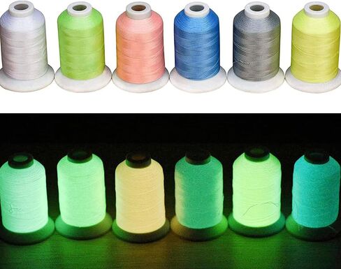 Simthread [Long Glow Duration] Embroidery Machine Thread Glow in The Dark Thread 15 Colors 550 Yards, 100% Polyester Embroidery Threads for Music Festivals, Parties, Raves, and More in Saudi Arabia