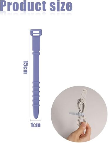 SAVITA 20pcs Reusable Wire Ties, 4.5inch Silicone Cable Ties Elastic Silicone Cord Organizer Straps Reusable Cable Zip Ties for Charging Cables USB Cables Earphones Line Pens Key Chains (Black) in Kuwait