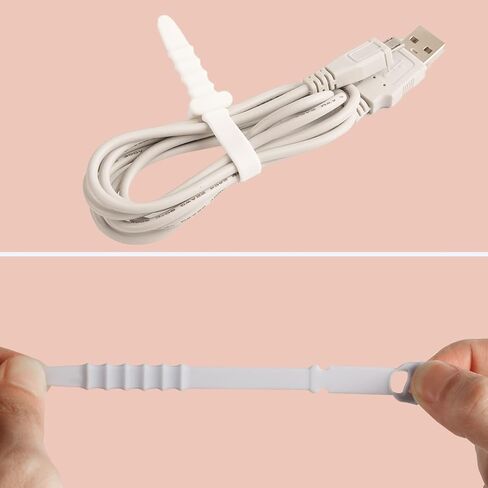 SAVITA 20pcs Reusable Wire Ties, 4.5inch Silicone Cable Ties Elastic Silicone Cord Organizer Straps Reusable Cable Zip Ties for Charging Cables USB Cables Earphones Line Pens Key Chains (Black) in Kuwait