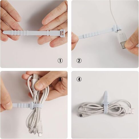 SAVITA 20pcs Reusable Wire Ties, 4.5inch Silicone Cable Ties Elastic Silicone Cord Organizer Straps Reusable Cable Zip Ties for Charging Cables USB Cables Earphones Line Pens Key Chains (Black) in Kuwait