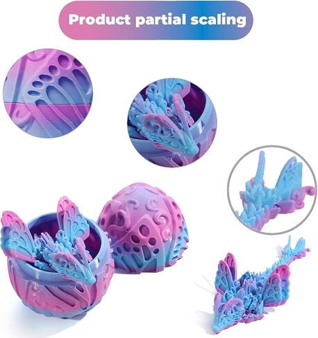 3D Printed Dragon Eggs, Articulated Butterfly Dragon Eggs with Dragon Inside, Crystal Dragon Fidget Toys, 3D Dragon Toys Surprise Eggs , Home Office Decor Executive Desk Toys (Random Dreams) in Saudi Arabia