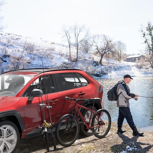 حامل التزلج المغناطيسي BougeRV، حامل على الجليد لحماية طلاء السيارة، قضيب صيد متعدد الوظائف/سلاح ناري/حامل دراجة للوقوف مؤقتًا على جانب السيارة، يتضمن حزامًا للتخزين in Kuwait