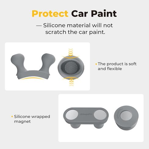 حامل التزلج المغناطيسي BougeRV، حامل على الجليد لحماية طلاء السيارة، قضيب صيد متعدد الوظائف/سلاح ناري/حامل دراجة للوقوف مؤقتًا على جانب السيارة، يتضمن حزامًا للتخزين in Kuwait