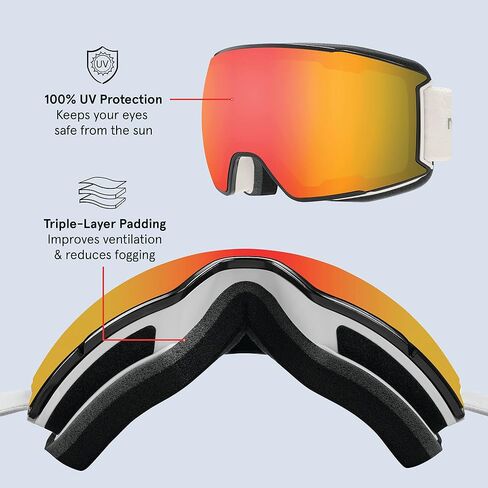 Retrospec Zenith Ski Goggles - Snowboard Goggles for Men, Women, Boys & Girls - 100% UV Protection, Anti-Fog Snow Goggles in Kuwait