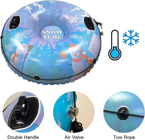 Lixada Inflatable Snow Tube PVC Thicken with Handle 35''/43.3'' for Adult, Sports Ski Sledding Inner Tubes Inflatable Ski Ring for Skiing Snowing Winter Outdoor Sports in Saudi Arabia