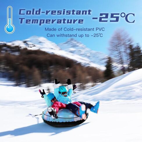 Lixada Inflatable Snow Tube PVC Thicken with Handle 35''/43.3'' for Adult, Sports Ski Sledding Inner Tubes Inflatable Ski Ring for Skiing Snowing Winter Outdoor Sports in Saudi Arabia