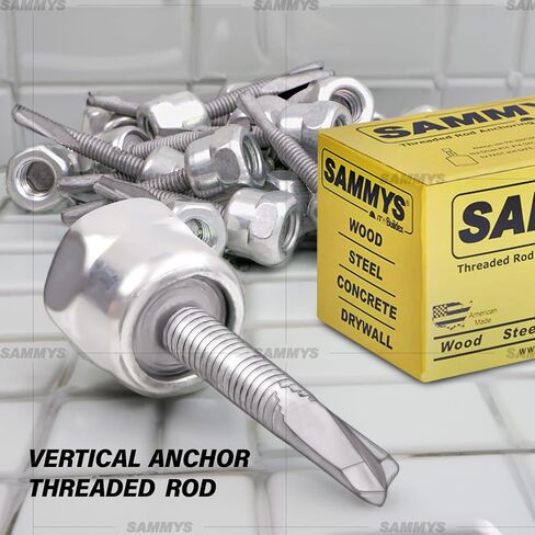 Everflow Sammys 8039957-50 DSTR 516 3/8 Inch Vertical Threaded Rod Anchor Designed Structure, Steel, Electro-Zinc, Corrosion Resistance, 5/16-18 x 1-1/4 Inch Screw Length (Pack of 50), 50 Piece in Kuwait