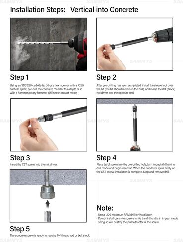 Everflow Sammys 8039957-50 DSTR 516 3/8 Inch Vertical Threaded Rod Anchor Designed Structure, Steel, Electro-Zinc, Corrosion Resistance, 5/16-18 x 1-1/4 Inch Screw Length (Pack of 50), 50 Piece in Kuwait