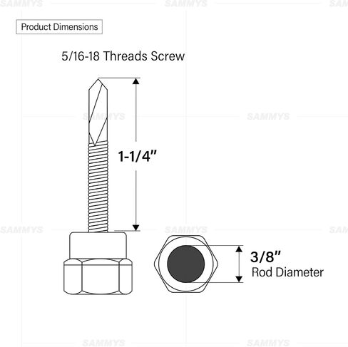 Everflow Sammys 8039957-50 DSTR 516 3/8 Inch Vertical Threaded Rod Anchor Designed Structure, Steel, Electro-Zinc, Corrosion Resistance, 5/16-18 x 1-1/4 Inch Screw Length (Pack of 50), 50 Piece in Kuwait