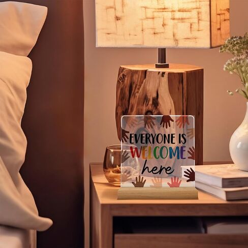 Diversity Desk Decor Equality Everyone Is Welcome Here Acrylic Desk Plaque Sign Inclusion Clear Desk Decorative Sign for School Classroom in Saudi Arabia
