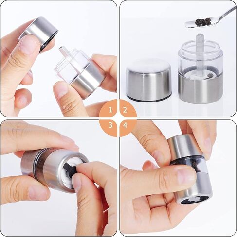 Premium Sea Salt and Pepper Mill Set - Spice Mill with Brushed Stainless Steel, Small Portable Ceramic Salt and Pepper Shakers (2-Piece Set) in Saudi Arabia