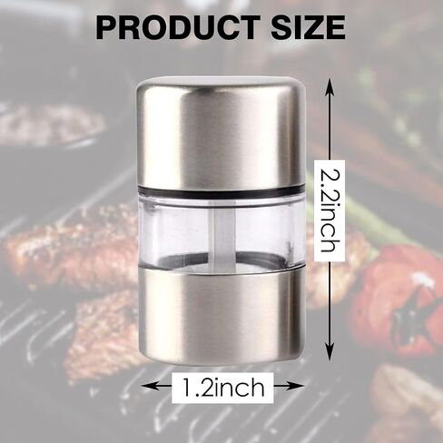 Premium Sea Salt and Pepper Mill Set - Spice Mill with Brushed Stainless Steel, Small Portable Ceramic Salt and Pepper Shakers (2-Piece Set) in Saudi Arabia