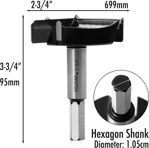 2-1/2 Inch Forstner Drill Bit, Triple-Flute Carbide Tipped Forstner Bit for Hard Wood, Soft Wood, Veneered Plywood, Plastic, Drilling Hole Saw Woodworking Hinge Cutter Tool in Kuwait