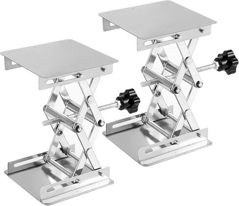 ZOENHOU 2 PCS 6 x 6 Inch Expandable 70mm to 260mm Lab Jack Scissor Stand Lifting Platform, Stainless Steel Laboratory Support Jack Platform with Black Hand Wheel, Manual Control Lab Lift Stand Table in Saudi Arabia