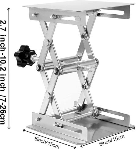ZOENHOU 2 PCS 6 x 6 Inch Expandable 70mm to 260mm Lab Jack Scissor Stand Lifting Platform, Stainless Steel Laboratory Support Jack Platform with Black Hand Wheel, Manual Control Lab Lift Stand Table in Saudi Arabia