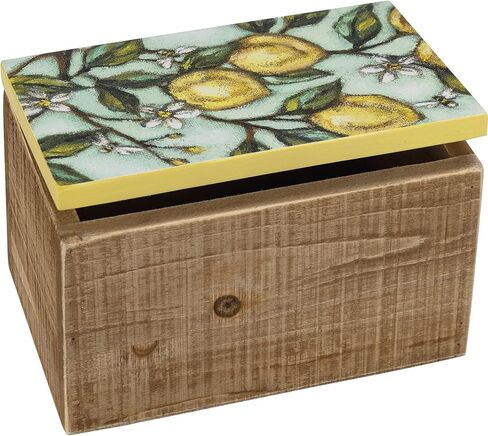 Primitives by Kathy 109153 صندوق خشبي بمفصلات للمطبخ - ليمون، 6.25 × 4 × 4 بوصة in Saudi Arabia