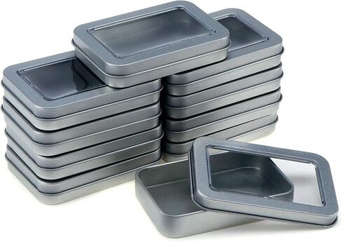 10 قطع من علب الصفيح المعدنية الصغيرة مقاس 3.46 بوصة × 2.36 بوصة × 0.67 بوصة صندوق تخزين مستطيل لصابون عملات الحلوى، مع غطاء (فضي) in Kuwait