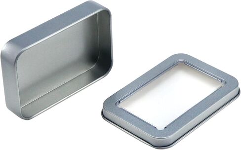 10 قطع من علب الصفيح المعدنية الصغيرة مقاس 3.46 بوصة × 2.36 بوصة × 0.67 بوصة صندوق تخزين مستطيل لصابون عملات الحلوى، مع غطاء (فضي) in Kuwait