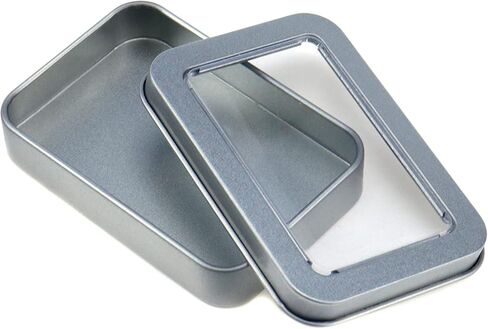 10 قطع من علب الصفيح المعدنية الصغيرة مقاس 3.46 بوصة × 2.36 بوصة × 0.67 بوصة صندوق تخزين مستطيل لصابون عملات الحلوى، مع غطاء (فضي) in Kuwait