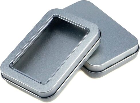 10 قطع من علب الصفيح المعدنية الصغيرة مقاس 3.46 بوصة × 2.36 بوصة × 0.67 بوصة صندوق تخزين مستطيل لصابون عملات الحلوى، مع غطاء (فضي) in Kuwait