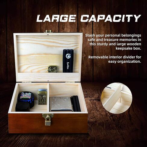 Wooden Storage Box Decorative Boxes with Lock and Keys Set of 2 Large Wood Keepsake Box Case with Hinged Lids Memory Gift Box Vintage Treasure Chest for Jewelry Trinket Stash Box Crate Trunk Organizer in Saudi Arabia