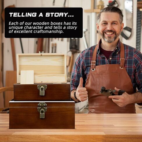 Wooden Storage Box Decorative Boxes with Lock and Keys Set of 2 Large Wood Keepsake Box Case with Hinged Lids Memory Gift Box Vintage Treasure Chest for Jewelry Trinket Stash Box Crate Trunk Organizer in Saudi Arabia