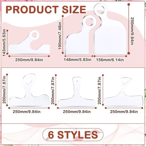 6 قطع من قوالب لوح الفحم من فريندا، قوالب توجيه أكريليك لمقبض النجارة، قوالب لوح التقطيع مع 3 أقلام، استنسل تتبع متعرج بزاوية، أدوات دليل للمطبخ (عيد الميلاد) in Kuwait