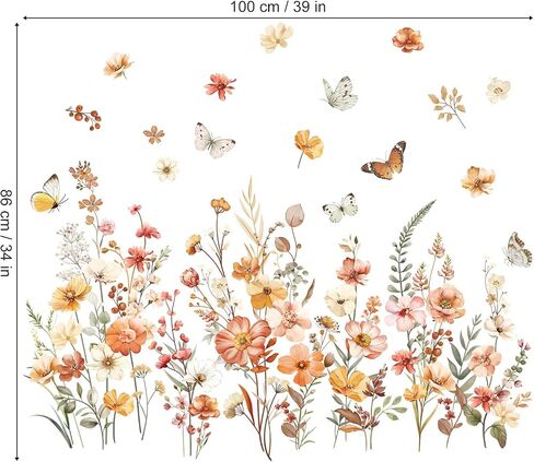 decalmile Boho Flower Wall Decals Garden Floral Butterflies Wildflower Wall Stickers Girls Bedroom Living Room Baby Nursery Wall Decor in Saudi Arabia