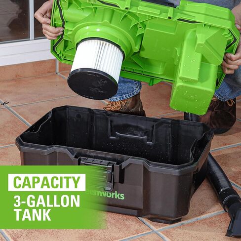 Greenworks 24V Cordless 3Gal Shop Wet/Dry Bare Accessories, Brushless Vacuum Tool Only, Green in Saudi Arabia