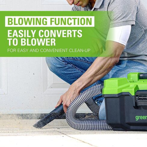 Greenworks 24V Cordless 3Gal Shop Wet/Dry Bare Accessories, Brushless Vacuum Tool Only, Green in Saudi Arabia